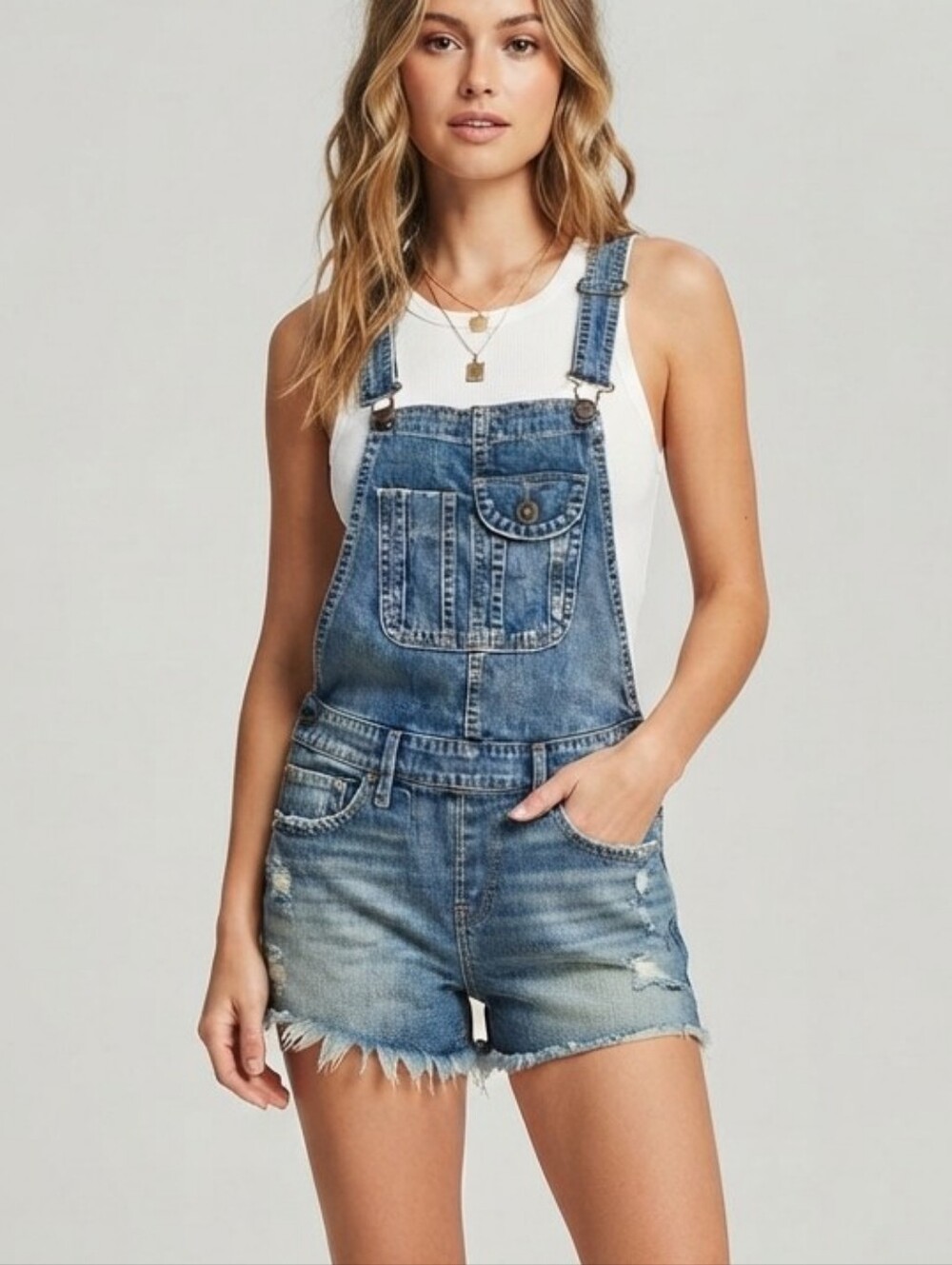Abercrombie & Fitch Women's Blue Denim Shortalls Bib Overalls! Size M